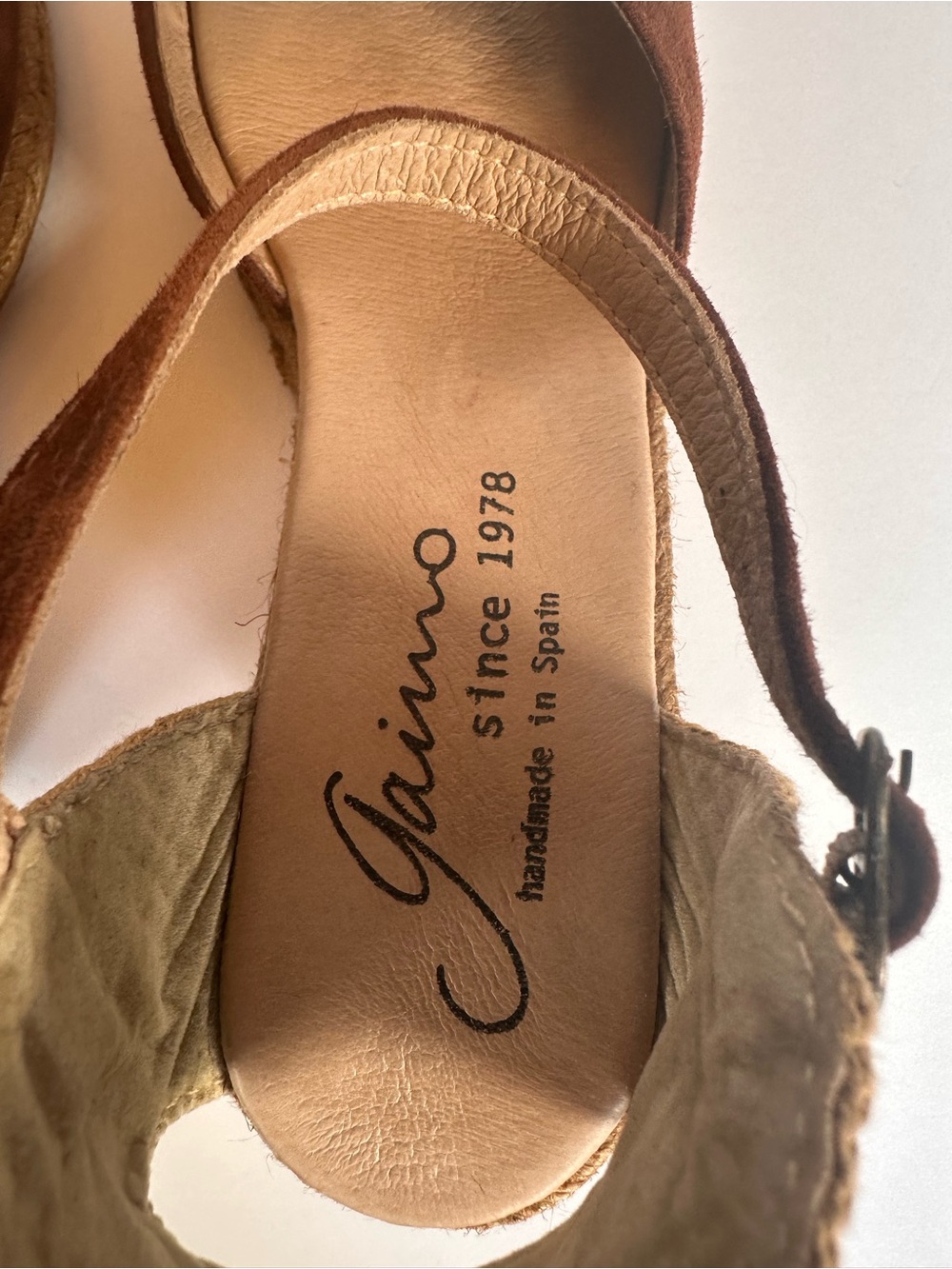 Gaimo Suede Closed Toe Espadrille Wedge Sandals Brown Ankle Strap Spain 39 - Picture 2 of 7